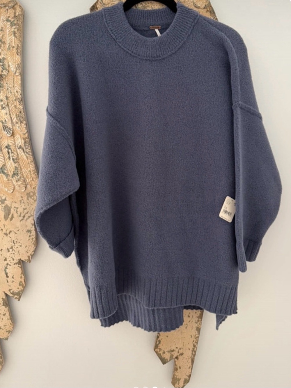 Free People Cozy Crewneck Sweater in Dusty Blue